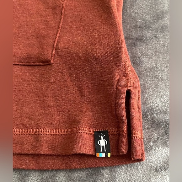 Smartwool Women’s Thermal Drape Neck Hoodie Medium Pecan Brown Heather Layer - Picture 6 of 9